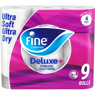 Fine Deluxe Plus Toilet Paper Roll 4 Ply 140 Sheets 9 Rolls