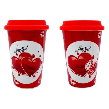 Valentine Mug with Lid Assorted 12.5cm