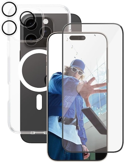 Panzerglass Care 3-In-1 Bundle For Apple iPhone 16 Pro Max 6.9" 2024, Panzerglass Screen Protector + Clear Hard Case With MagSafe + Lens Protector, Full 360° Drop & Scratch Protection, Clear Set