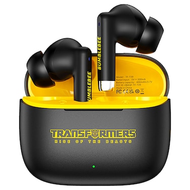 Transformers Bumble Bee Truly Wireless Bluetooth In-Ear Earbuds with Charging Case TFT39, Black