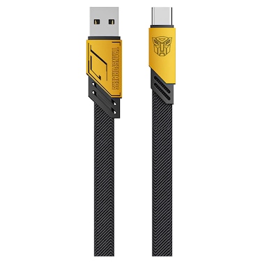 Transformers USB-A to USB-C Data Sync and Charging Cable TFA08, Yellow, 1.5m