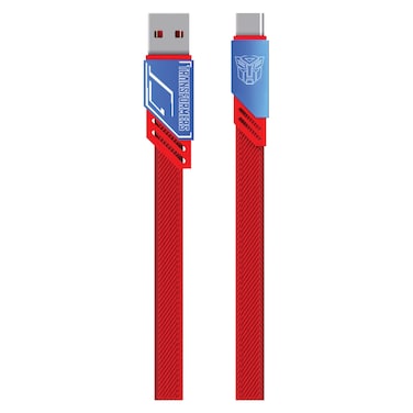 Transformers USB-A to USB-C Data Sync and Charging Cable TF-A08, Blue and Red, 1.5m