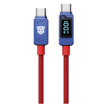 Transformers USB-C to USB-C PD Data Sync and Charging Cable TF-A18, Blue and Red, 1m, 100 W