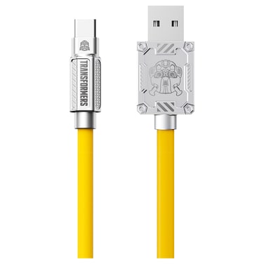 Transformers Bumble Bee USB-A to USB-C Data Sync and Charging Cable TFA01, Yellow, 1.5m
