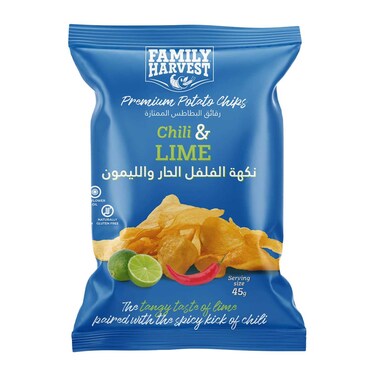 Family Harvest Potato Chips Chili and Lime 45g