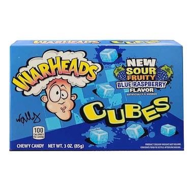 Warheads Blue Raspberry Cubes Chewy Candy, 85g