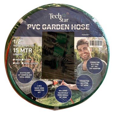 تيك ستار خرطوم حديقة بلاستيكي بطول 15 متر 4 قطع