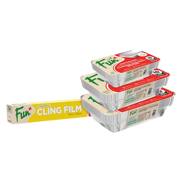 Fun Square Shaped Aluminium Containers with Lid And Cling Film 30 PCS