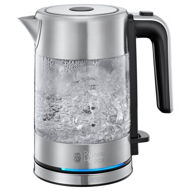 Russell Hobbs Compact Home Electric Kettle 24191, 2400 W, 0.8 L, Silver, Glass, Cordless