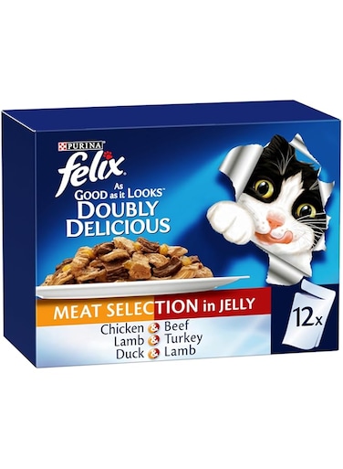 Purina Felix As Good As It Look Doubly Delicious Wet Cat Food Meat Selections 85g (Pack of 12)