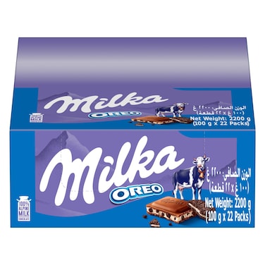 Milka Oreo Chocolate Bar 100g Pack of 22