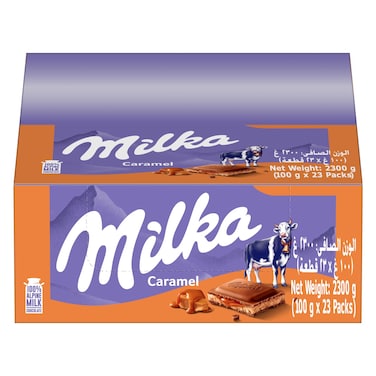 Milka Caramel Chocolate Bar 100g Pack of 23