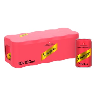 شويبس مشروب غازي فوّار بنكهة الغريب فروت الوردي، علبة ‎150 ملل‎، حزمة من 10