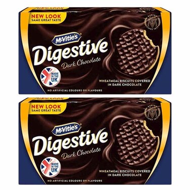 McVitie's Digestive Dark Chocolate Covered Wheatmeal Biscuits 200g Pack of 2