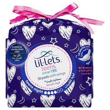 Lil-Lets Teens Smart Fit Night Pads with Wings 10 Pads