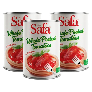 زهرة الصفا طماطم كاملة مقشرة في عصير الطماطم 400 غرام حزمة من 3