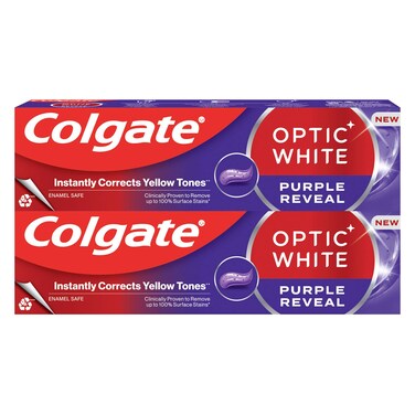 Colgate Optic White Purple Reveal Toothpaste 75ml Pack of 2