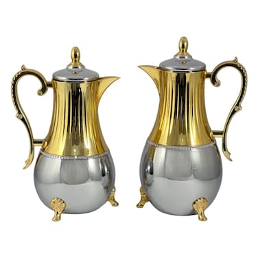 هوم ميكر طقم قوارير فولاذية باللونين الفضي والذهبي قطعتين