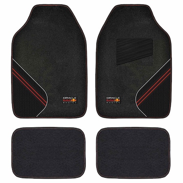 Red Bull Oracle Racing Carpet and Car Mats Black and Red 04005 4 PCS