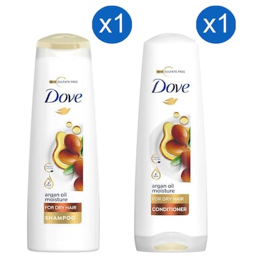Dove Argan Oil Moisture Shampoo and Argan Oil Moisture Conditioner 400ml+350ml