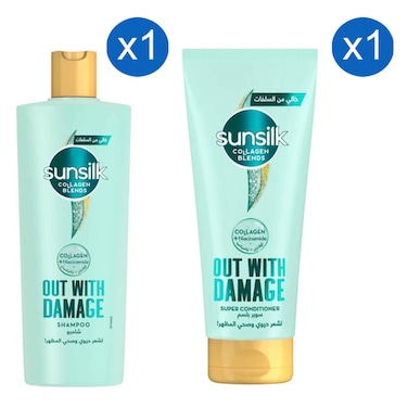 Sunsilk Out With Damage Collagen Blends Shampoo and Out With Damage Collagen Blends Super Conditioner 350ml+275ml