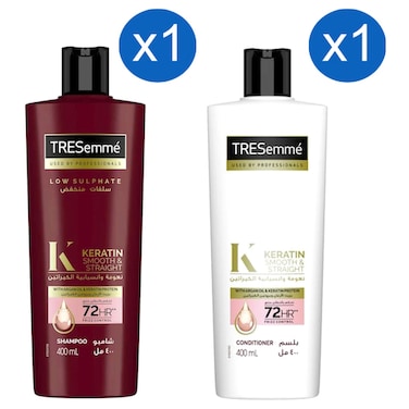 Tresemme Keratin Smooth and Straight Shampoo and Keratin Smooth and Straight Conditioner 400ml+400ml