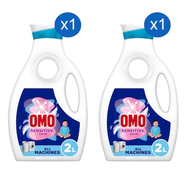 Omo Sensitive Skin Liquid Detergent for All Washing Machines 2L Pack of 2