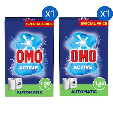 Omo Active Detergent Powder for Automatic Washing Machine 1.25kg Pack of 2