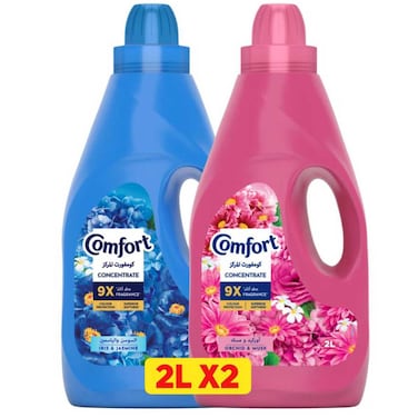 كمفورت ألتيمت كير  منعم الأقمشة برائحة السوسن والياسمين ومنعم الأقمشة كمفورت ألتيمت كير  برائحة الأوركيد والمسك 2 لتر + 2 لتر