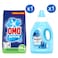 Omo Active Detergent Powder for Automatic Washing Machine and Comfort Fabric Softener Spring Dew Blue Bottle 10kg+4L