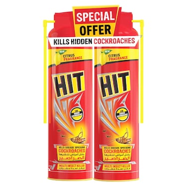 هيت بخاخ للقضاء على الحشرات متعدد الأغراض برائحة الحمضيات 400 ملل حزمة من 2
