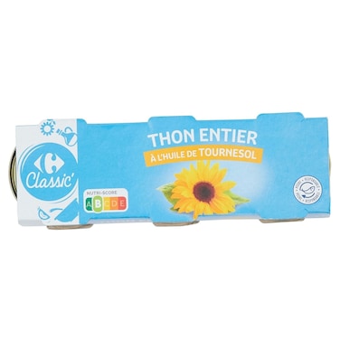 Carrefour Classic Solid Pole-and-Line Caught Tuna in Sunflower Oil, 160g