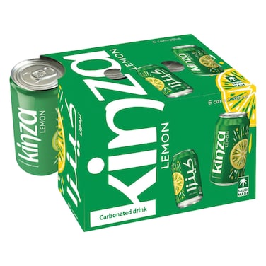 كينزا علب مشروب غازي بنكهة الليمون 320 ملل حزمة من 6