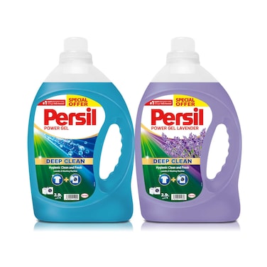 Persil Deep Clean Power Gel Liquid Detergent, Original, 2.9L + Persil Deep Clean Power Gel Liquid Detergent Lavender, 2.9L