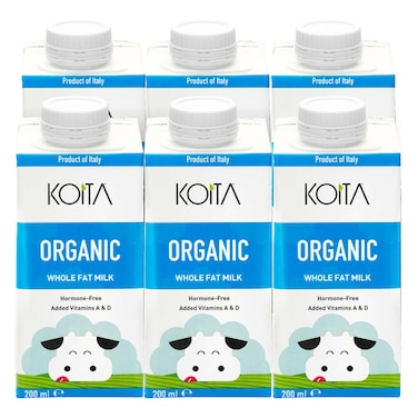 Koita Organic Whole Fat Milk 200ml Pack of 6