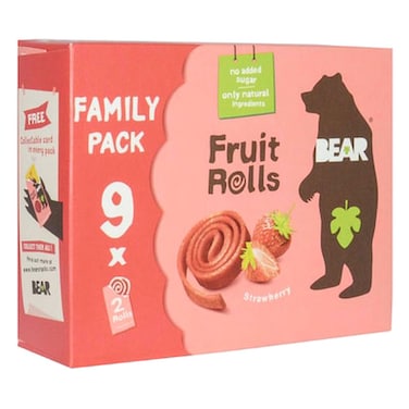 Bear Yoyo Fruit Rolls Family Pack Strawberry 2 Rolls 20g Pack of 9