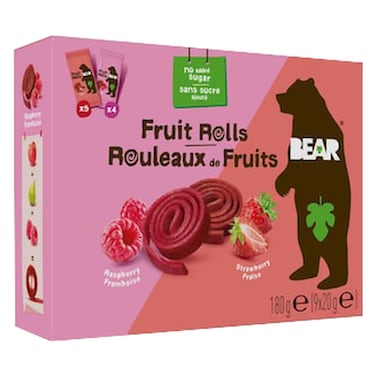 بير يويو لفائف الفاكهة  عبوة اقتصادية بالفراولة والتوت 2 لفافة 20 غرام عبوة من 9 قطع