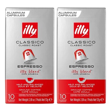 Illy Classico Classic Roast Espresso Coffee Capsule 10 Capsules, 57g Pack of 2