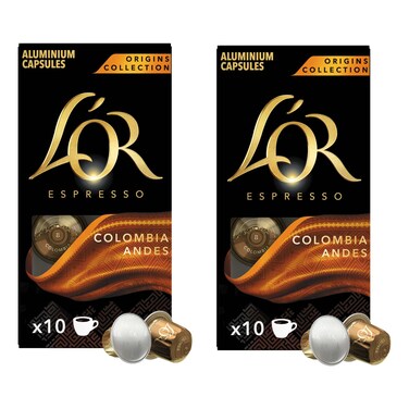 لور كولومبيا كبسولات قهوة الإسبريسو، 10 كبسولات، 57 غرام، حزمة من 2