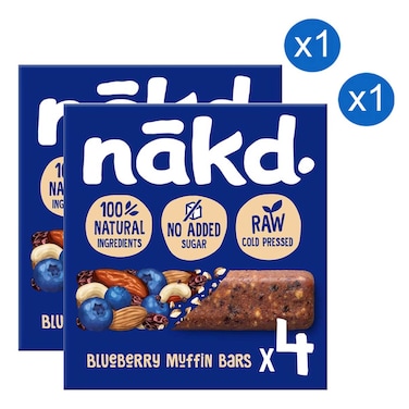 Nakd Blueberry Muffin Bars Multi Pack 4 Bars 35g Pack of 2