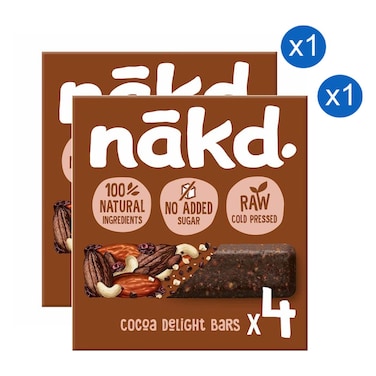 Nakd Cocoa Delight Bars Multi Pack 4 Bars 35g Pack of 2