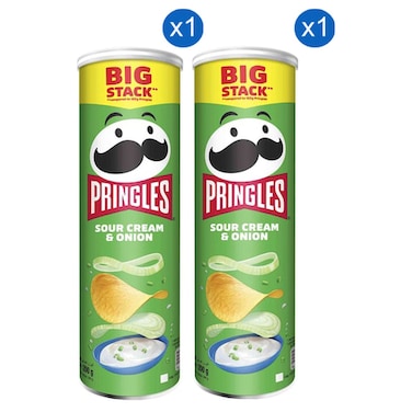 Pringles Potato Chips Sour Cream and Onion 200g Pack of 2