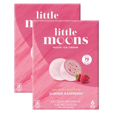 Little Moons Summer Raspberry Flavoured Mochi Ice Cream, 192g Pack of 2