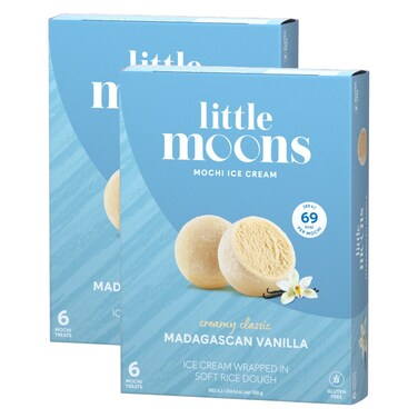 Little Moons Madagascan Vanilla Flavoured Mochi Ice Cream, 192g Pack of 2