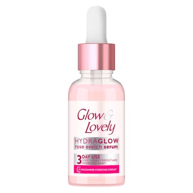 Glow &amp; Lovey Hydraglow Rose Enrich Face Serum, 5% Niacinamide Hydrating Complex, 30g