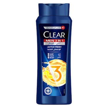 Clear 3in1 Shampoo for men, Active Fresh, 600ml