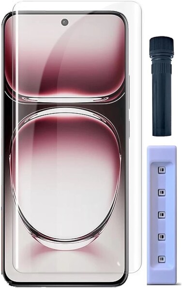Muzz Oppo Reno 12 Tempered Glass Screen Protector, HD Transparent, Scratch-Resistant UV Glass