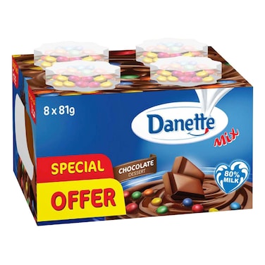 Danette Chocolate Dessert with Candy Beans, 81g Pack of 8