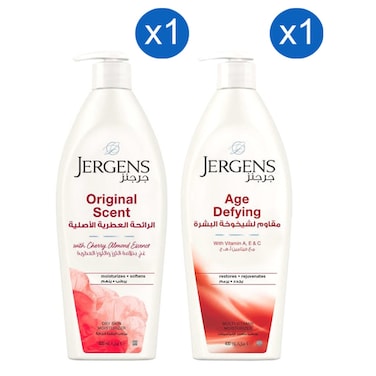 Jergens Original Scent Daily Moisturizer and Age Defying Daily Moisturizer 400ml Pack of 2