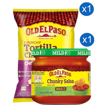 أولد إل باسو صلصة سميكة و خفيفة للتغميس 312 غرام + أولد إل باسو رقائق تورتيلا مقرمشة بالجبنة  185 غرام